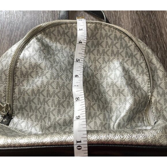 Michael Kors Mini Backpack MK Signature Women’s Leather Black Metallic Silver - Picture 4 of 16